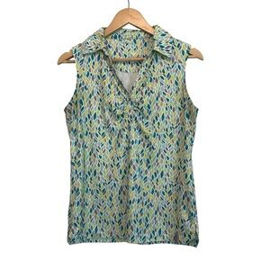 Maggie Lane Women's Medium Green Sleeveless Stretch Golf Athletic Sport Polo Top